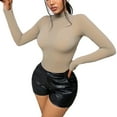thumbnail image 1 of Women's Sexy Mesh Turtleneck Long Sleeve T Shirt Slim Fit Stretchy Casual Top For Daily Wear Travel Comfortable Soft Fabric, 1 of 2