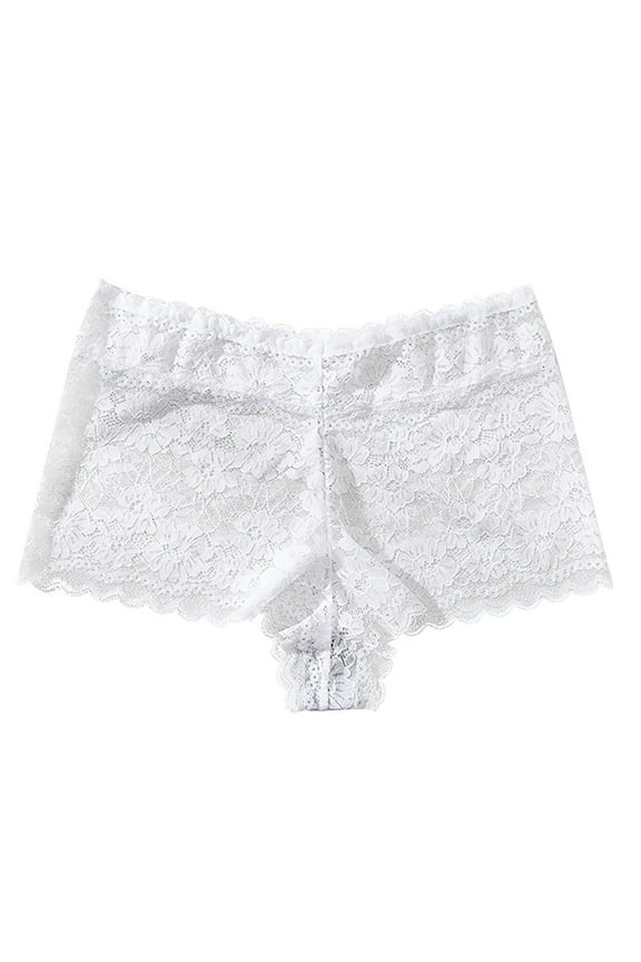 Women's Sexy Mid Waist Underwear Soft Lace Underpants V-Waist Lightweight Seamless Boyshort