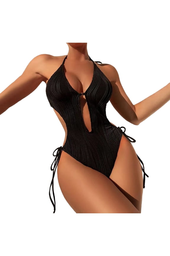 Women's Sexy Monokini Backless High Waisted New Stretch Tankini Deep V Neck Solid Color Cute Fashion Beachwear Open Back One Piece Swimsuits Soft Elegant Swimwear