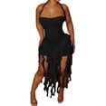 thumbnail image 1 of Women's Sexy Neck Sleeveless Irregular Dress - Backpack Design, Flowy Hem for Summer/Beach Parties, 1 of 5