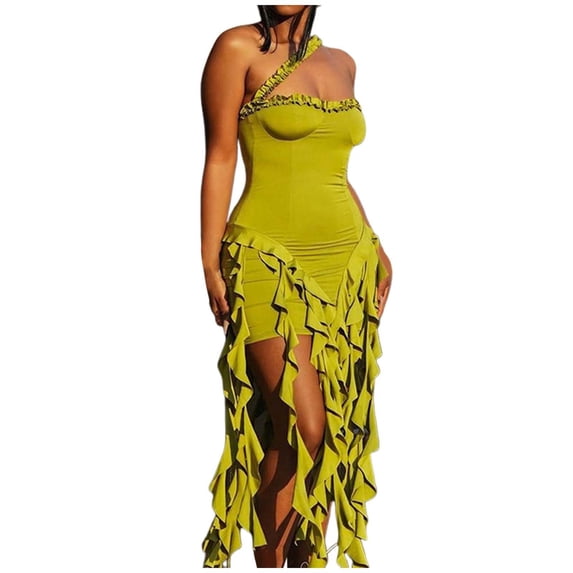 Women's Sexy Neck Sleeveless Irregular Dress - Backpack Design, Flowy Hem for Summer/Beach Parties