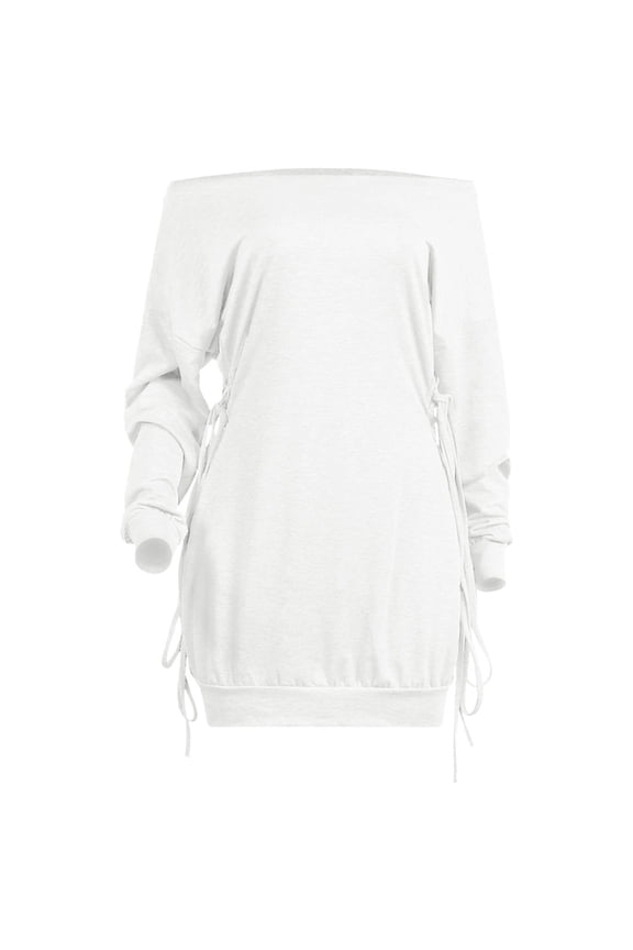 Women's Sexy Off Shoulder Club Dress with Waist Cincher Strap Lifting Night Out Party Gown Elegant One Shoulder Corn Eye Design