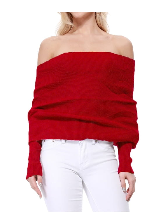 Women's Sexy Off the Shoulder Shawl with Sleeve Scarf Wrap Bolero Sweater Top