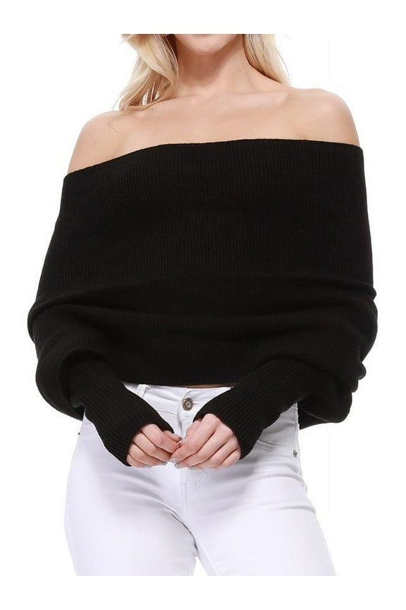 Women's Sexy Off the Shoulder Shawl with Sleeve Scarf Wrap Bolero Sweater Top