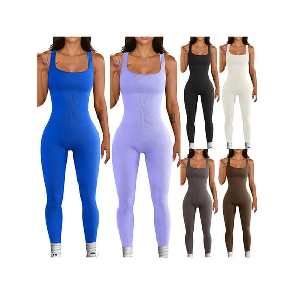 Women's Sexy One Piece Bodysuit Ribbed Sleeveless Bodycon Rompers Shorts Jumpsuits
