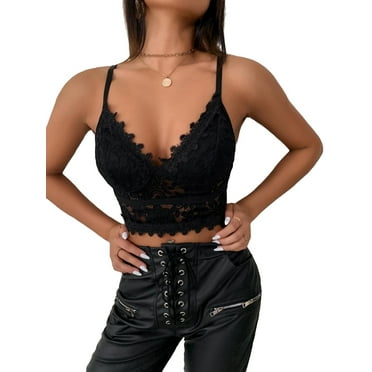 Women's Sexy Plain Cami Spaghetti Strap Black Tank Tops & Camis L (8/10)