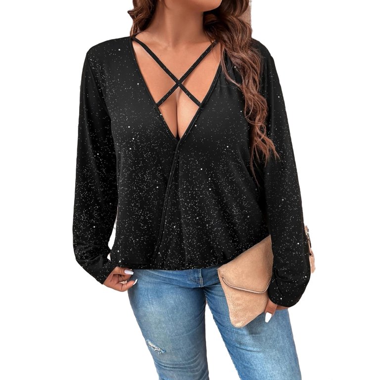 plus size deep v neck t shirts