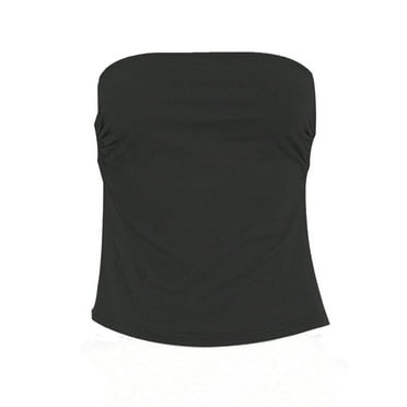 Women's Sexy Plain Strapless Black Sleeveless Tops L (8/10)