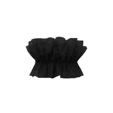 Women's Sexy Plain Strapless Black Sleeveless Tops S (4)
