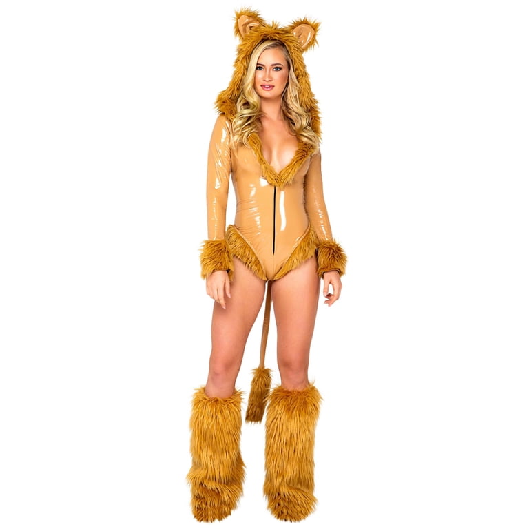 Queen Lioness 1pc Hooded Bodysuit Women's Halloween Cosplay Costume -  Walmart.com
