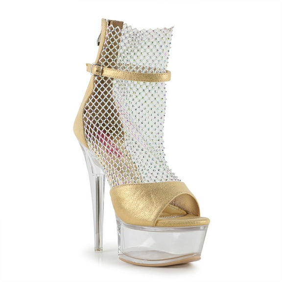 Women's Sexy Rhinestone Mesh Clear Platform Evening Dance Heel Booties Sandals