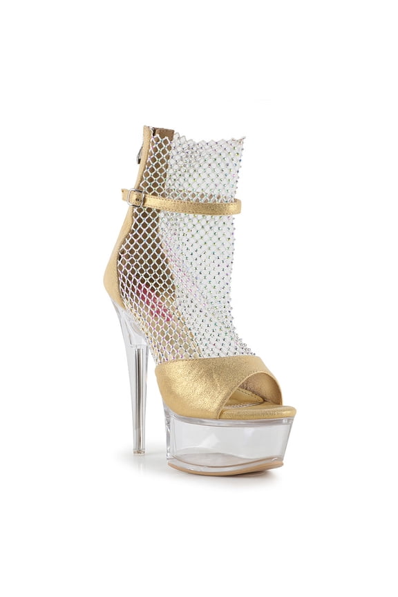 Women's Sexy Rhinestone Mesh Clear Platform Evening Dance Heel Booties Sandals