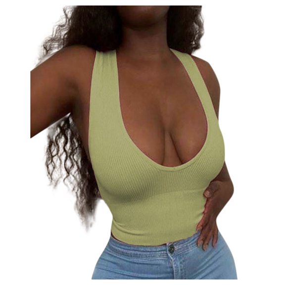 Women's Sexy Ribbed Tank Top Sleeveless Stretchy Soft Solid Vest Shirt Comfortable Fit Casual Wear