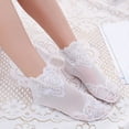 thumbnail image 1 of Women's Sexy Rose Pattern Lace Mesh Socks, Sheer Hollow Out Non Slip Cotton Sole Short Ankle Toe Socks, Stretchy Breathable Polyester One Size Fashion Socks for Women Daily Gift 1 Pair White, 1 of 6