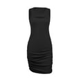 thumbnail image 1 of Women's Sexy Ruched Bodycon Mini Sleeveless Dresses Black l, 1 of 6