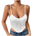 thumbnail image 1 of Women's Sexy Satin Bustier Boned Spaghetti Straps Corset Sleeveless Slim Crop Top Night Party Going Out Outfits, 1 of 7
