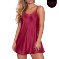 thumbnail image 1 of Women's Sexy Satin Lingerie V Neck Spaghetti Strap Nightgown Sleepwear Silk Slip Cami Dress Nightwear, 1 of 5