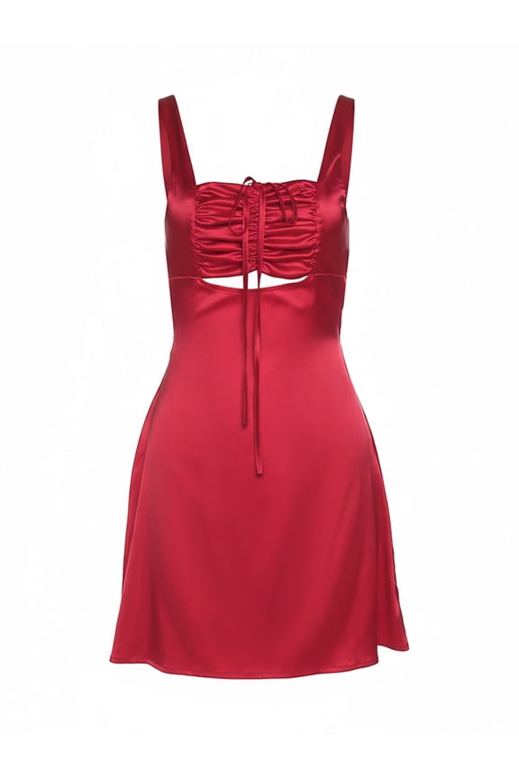 Women's Sexy Satin Spaghetti Strap Slip Dress, Elegant Tie-Back Evening Gown, Chic Party Vacation Date Outfit for Women, Flattering Fashion Piece
