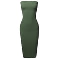 thumbnail image 1 of Women's Sexy Scuba Crepe Tube Top Body-Con Midi Dress in Various Colors, 1 of 3