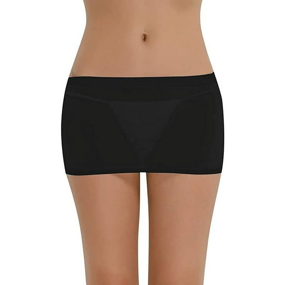 Women's Sexy See Through Mini Skirt Sheer Short Micro Bikini Cover Up Black L