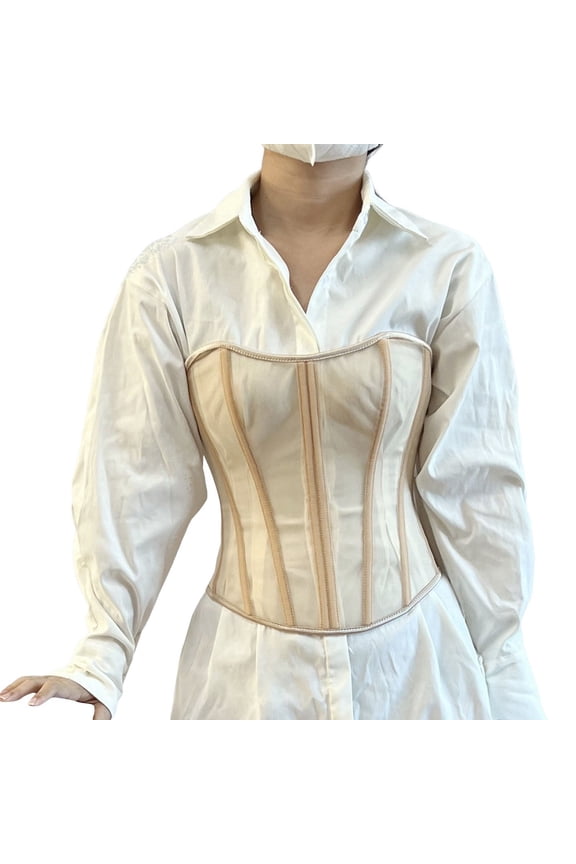 Women's Sexy Sheer Mesh Lace Up Corset Bustier Top Shapewear Corset Belt Waist Corset Top