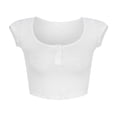 thumbnail image 1 of Women's Sexy Short Sleeve Leisure T-Shirt Low Navel Blouse Comfortable Fashion Top Casual Fit Stylish Design, 1 of 2