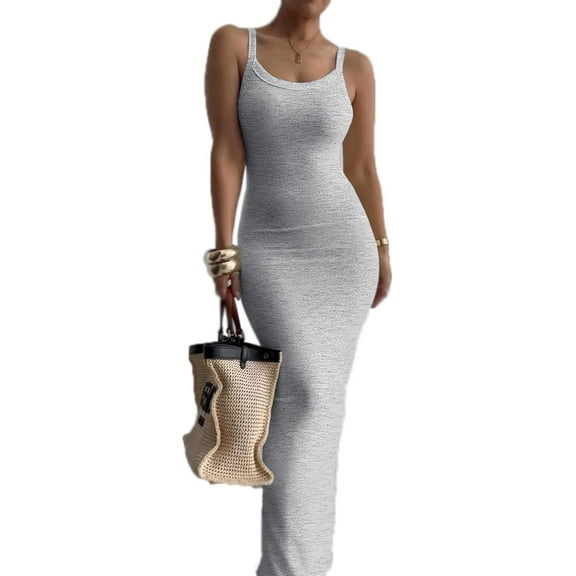 Women's Sexy Sleeveless Bodycon Dress Summer Womens Halter Slim Maxi Dresses Party Club Long Dresses