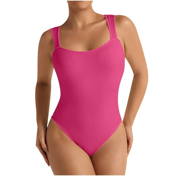 Women’s Sexy Sleeveless Square Neck Double Lined Bodysuit Tank Tops, Under 10 Dollar