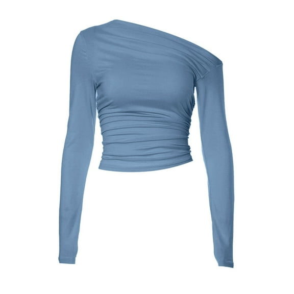 Women's Sexy Slim Fit Long Sleeve Crop Top T-Shirt Solid Color Basic Casual Stretch Comfortable Fashion Tee