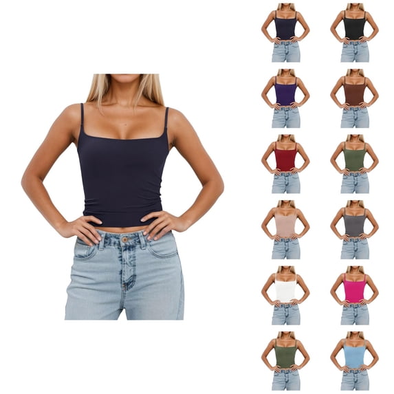Women's Sexy Slim Fit Sleeveless Tank Top With Removable Padding Adjustable Strap Camisole For Layering And Casual Wear