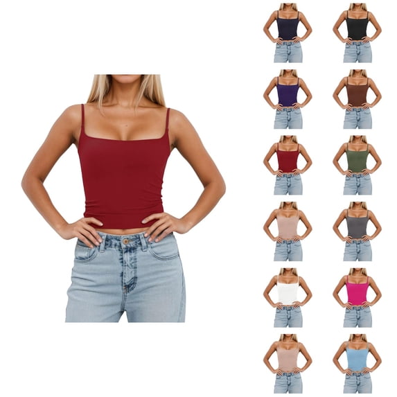 Women's Sexy Slim Fit Sleeveless Tank Top With Removable Padding Adjustable Strap Camisole For Layering And Casual Wear