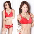 thumbnail image 1 of Women's Sexy Solid Lace Gather Bra With Suspenders Beautiful Back Underwear Top, 1 of 6