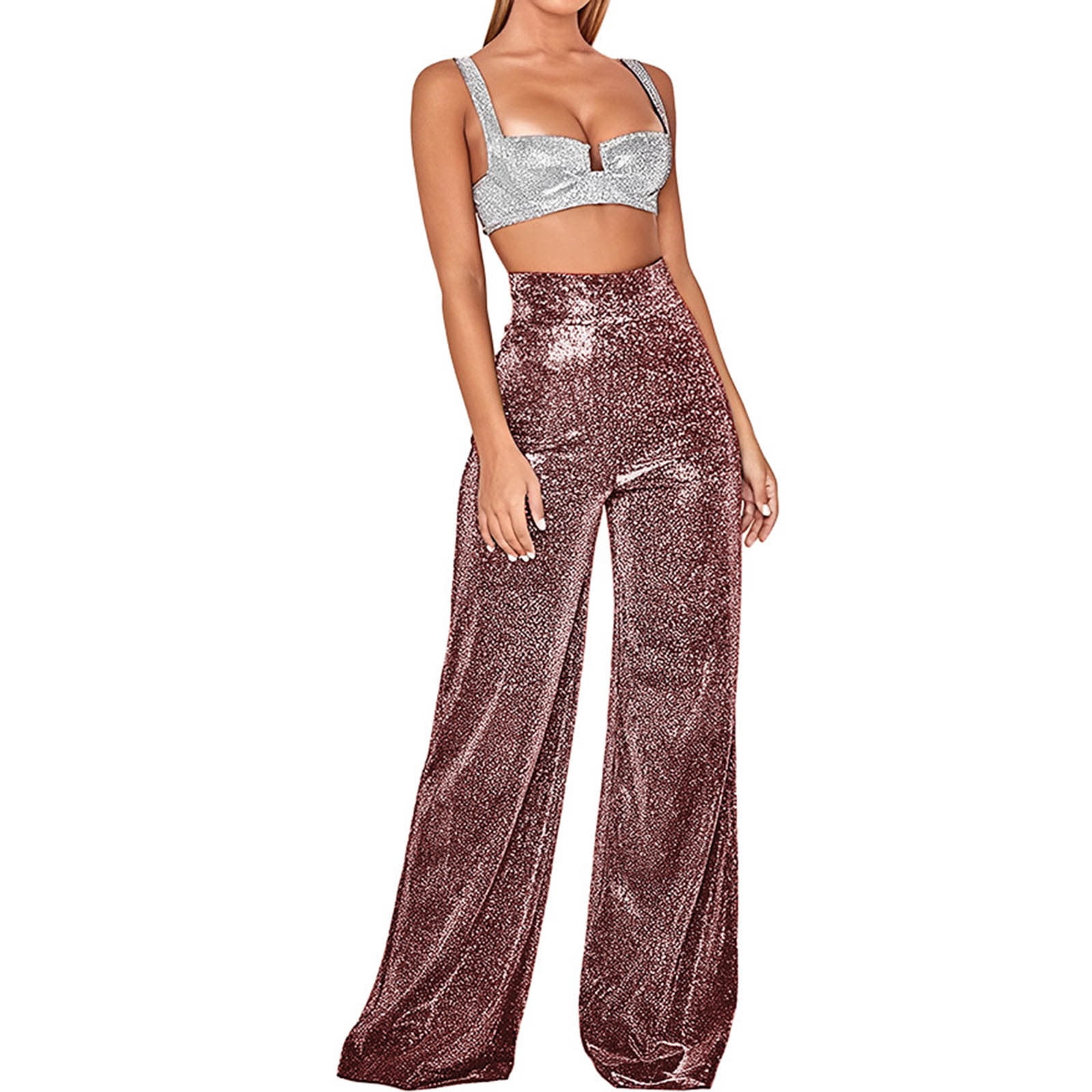 Dropship Solid Glitter Sequin Elastic Drawstring Long Length Leggings Pants;  Slim Fit Party Pants to Sell Online at a Lower Price | Doba