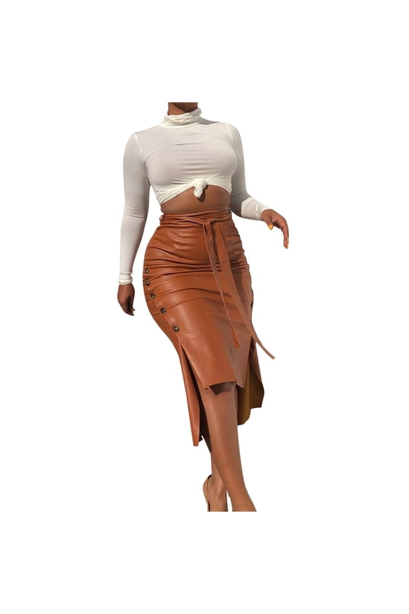 Women's Sexy Split Mid Length Skirt Irregular Strapping Slim Fit Fashionable Stylish Comfortable Flattering Design