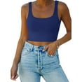 thumbnail image 1 of Women’s Sexy Square Neck Double Lined Seamless Sleeveless Cropped Tank Yoga Crop Basic Tops 2024, 1 of 6