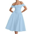 thumbnail image 1 of Women's Sexy Strapless Backless Dress - Deep V Neck, Ruffle Sleeves, Tie-Back Design, Solid Color Party Evening Dress, 1 of 4