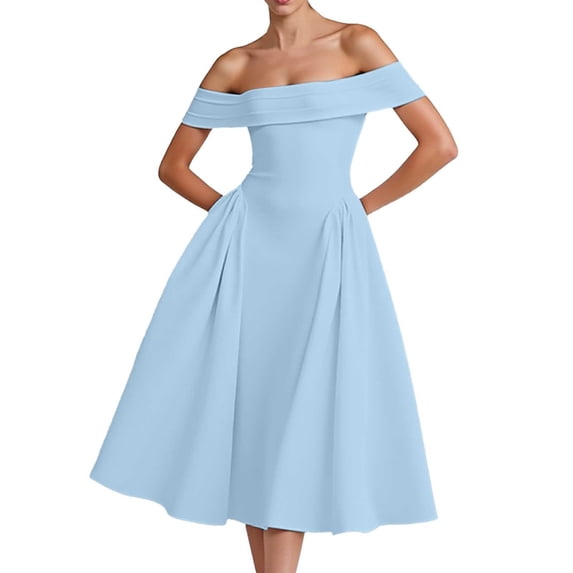 Women's Sexy Strapless Backless Dress - Deep V Neck, Ruffle Sleeves, Tie-Back Design, Solid Color Party Evening Dress
