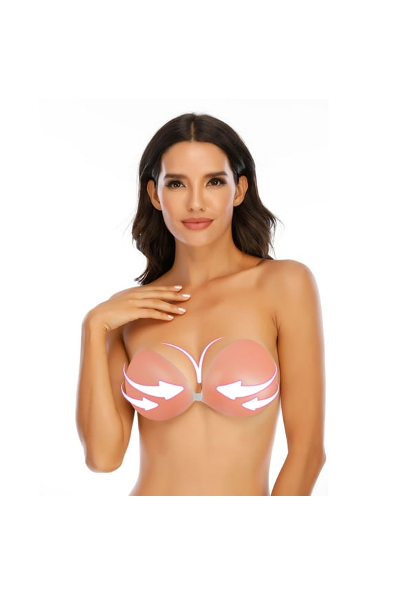 Women's Sexy Strapless Backless Padded Push Up Bra Invisible With Drawstrings
