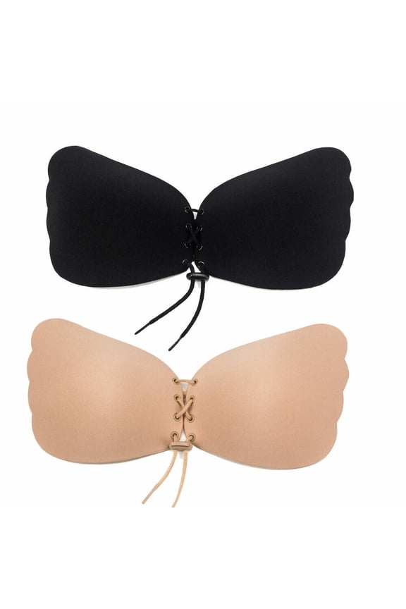 Women's Sexy Strapless Backless Padded Push Up Bra Invisible With Drawstrings