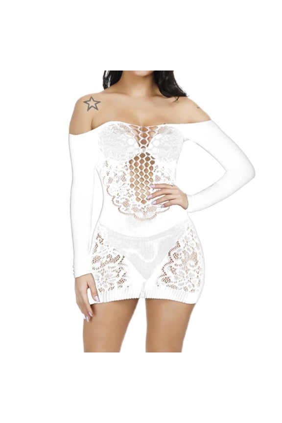 Women's Sexy Strapless Bodycon Hollow Out Mesh Dress Sleeveless Mini Skirt