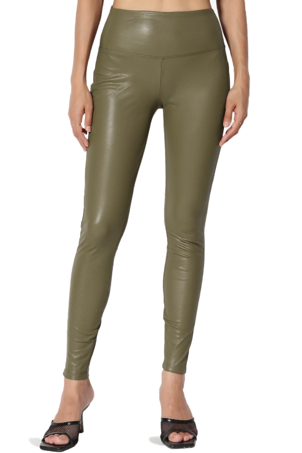 Women's Sexy Stretchy Faux Leather Leggings Wide High Waist Tight