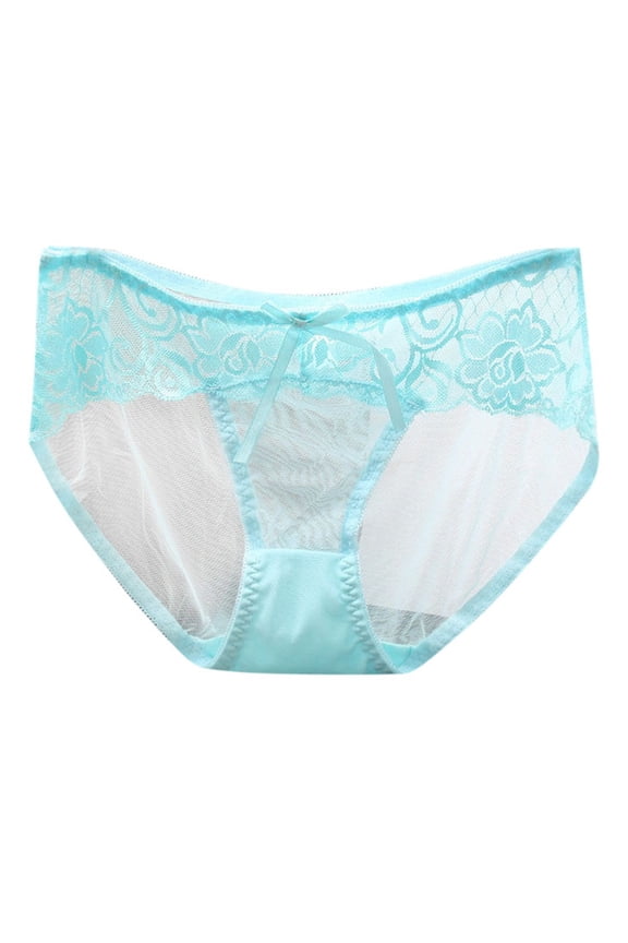 Women's Sexy Transparent Low Waist Seamless Lace Cotton Triangle Underwear - Ultra Thin Mesh, M/L Sizes