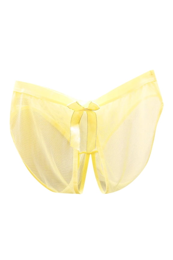 Women's Sexy Transparent Open Crotch Underwear With Low Waist And Seamless Mesh Fun Bow Knot Comfortable Triangle Pants