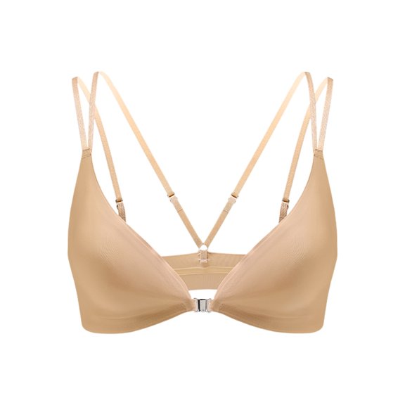 Women's Sexy Triangle Bralette Comfort Full Coverage Bra Front Close Deep V Seamless Wireless Adjustable Bras