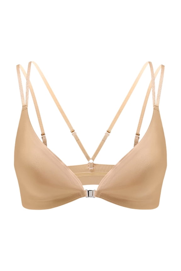 Women's Sexy Triangle Bralette Comfort Full Coverage Bra Front Close Deep V Seamless Wireless Adjustable Bras