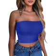 thumbnail image 1 of Women's Sexy Tube Top Sleeveless Crop Camisole, Summer Bodycon Vest for Festive Events or Night Out,Blue S, 1 of 5