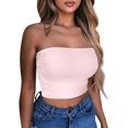 thumbnail image 1 of Women's Sexy Tube Top Sleeveless Crop Camisole, Summer Bodycon Vest for Festive Events or Night Out,Pink XL, 1 of 5