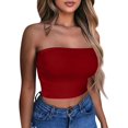 thumbnail image 1 of Women's Sexy Tube Top Sleeveless Crop Camisole, Summer Bodycon Vest for Festive Events or Night Out,Red L, 1 of 5