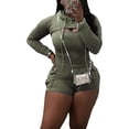 thumbnail image 1 of Women's Sexy Two-Piece Outfit for Going Out and Sports: Ribbed Hoodie Cardigan with Slim Jumpsuit, 1 of 9