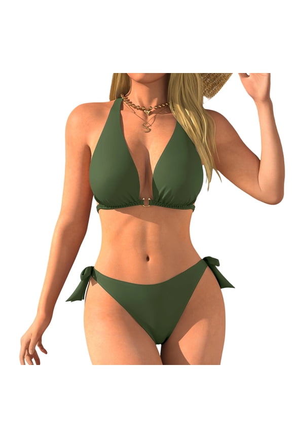 Women's Sexy Two-piece Swimsuit Bikini Army Green XL